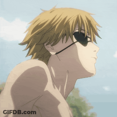 Shirtless Anime Character Wearing Sunglasses GIF