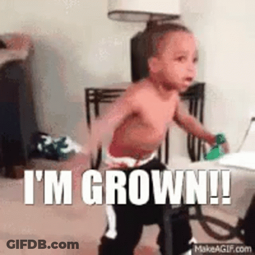 Shirtless Baby Standing Saying I'm Grown GIF