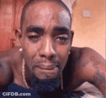 Shirtless Bearded Man Crying GIF