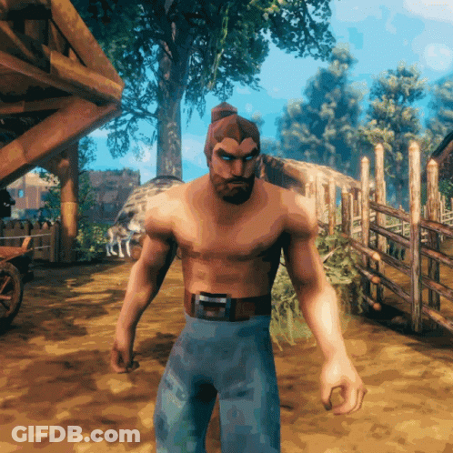 Shirtless Bearded Man In Video Game GIF