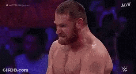 Shirtless Bearded Man In Wrestling Ring GIF