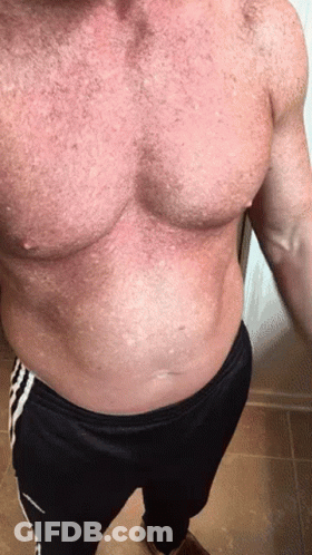 Shirtless Bearded Man Standing In Room GIF