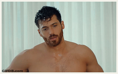Shirtless Bearded Man Standing GIF
