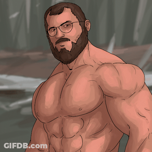 Shirtless Bearded Man With Glasses GIF