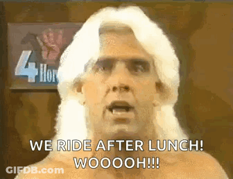 Shirtless Blonde Man Saying We Ride After Lunch GIF