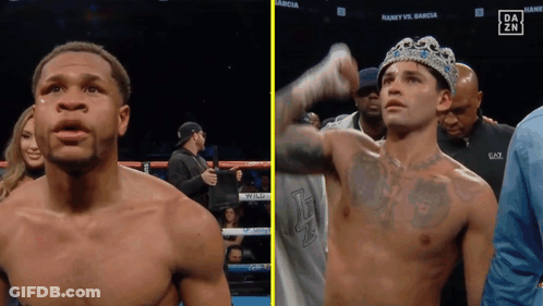 Shirtless Boxer With Crown Next To Another GIF