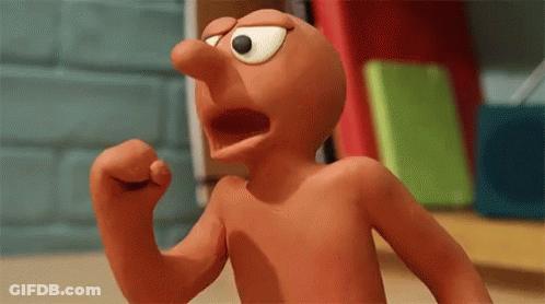 Shirtless Cartoon Character Making Fist GIF