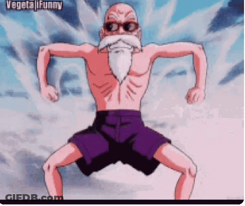 Shirtless Cartoon Character With Beard And Sunglasses On Knees GIF