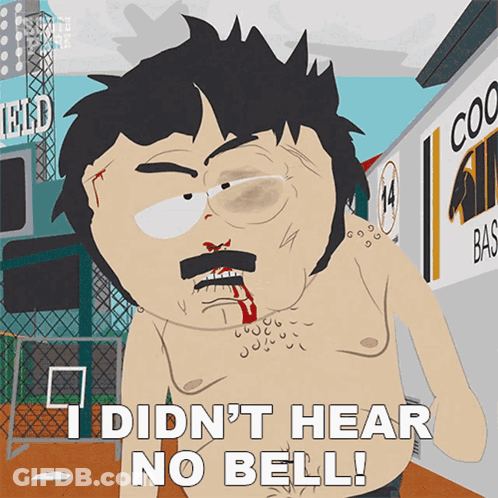 Shirtless Cartoon Says I Didn't Hear No Bell GIF