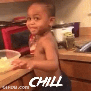 Shirtless Child Standing In Kitchen GIF