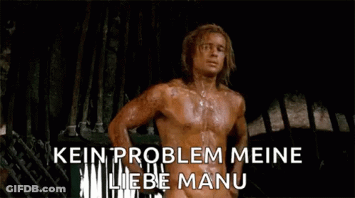 Shirtless Long-Haired Man Before Kein Problem Meine Liebe Manu Sign GIF