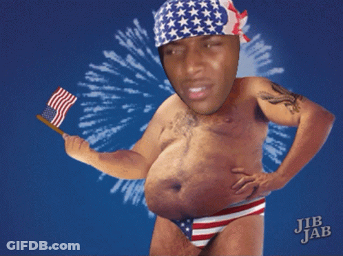 Shirtless Man American Flag Jib Jab GIF