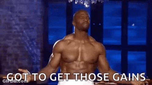 Shirtless Man Arms Outstretched Got To Get Those Gains GIF