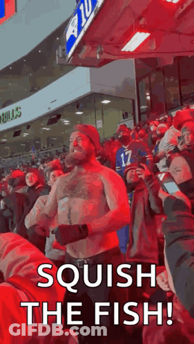 Shirtless Man At Football Game GIF