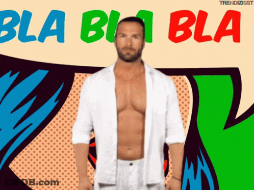 Shirtless Man Bla Bla Bla Colorful Background GIF