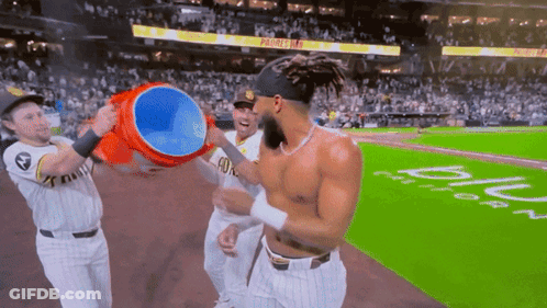 Shirtless Man Congratulated By Teammates GIF