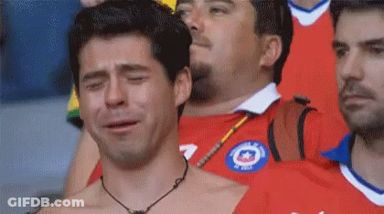 Shirtless Man Crying Wearing Chile Shirt GIF