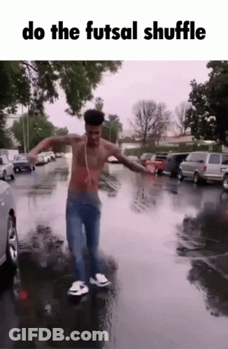 Shirtless Man Dancing Do The Futsal Shuffle GIF