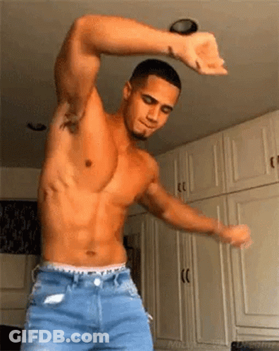 Shirtless Man Dancing In Blue Jeans GIF