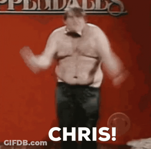 Shirtless Man Dancing In Front Of Chris Sign GIF