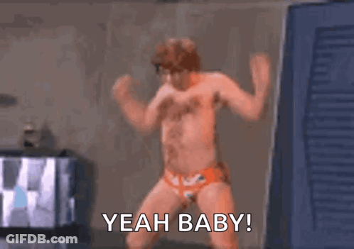 Shirtless Man Dancing In Orange Underwear GIF
