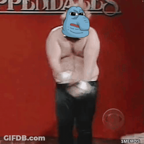 Shirtless Man Dancing With Cartoon Face GIF