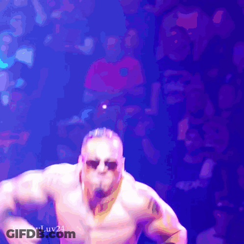 Shirtless Man Dancing With Luv24 Hashtag GIF