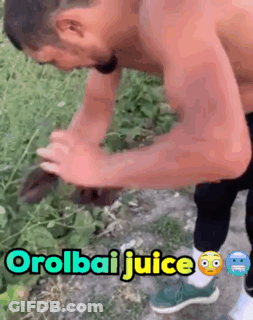Shirtless Man Drinking Juice From Bottle GIF