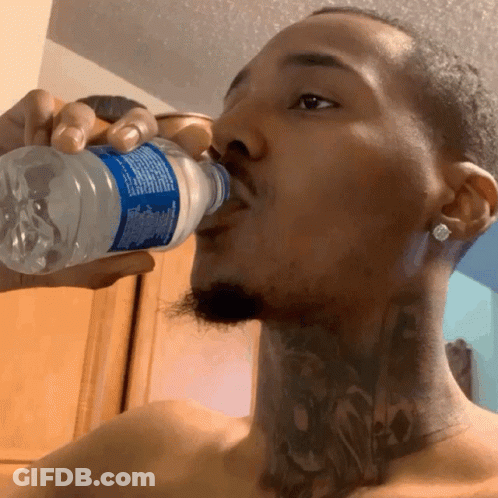 Shirtless Man Drinking Water From Bottle GIF
