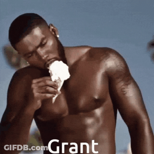 Shirtless Man Eating Ice Cream Cone Grant GIF