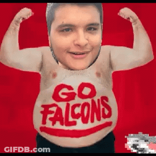 Shirtless Man Flexing In Go Falcons Shirt GIF