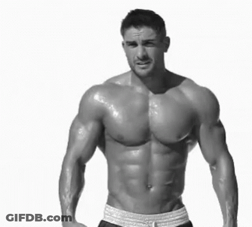 Shirtless Man Flexing Muscles GIF