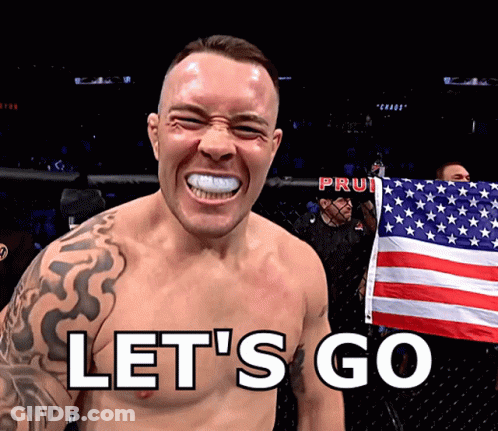 Shirtless Man Holding American Flag Saying Let's Go GIF