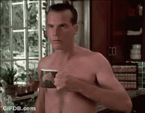 Shirtless Man Holding Coffee GIF