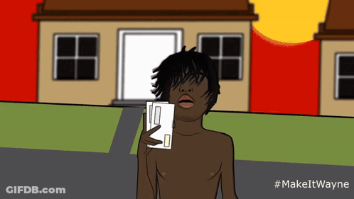 Shirtless Man Holding Envelope #Makeitwayne GIF