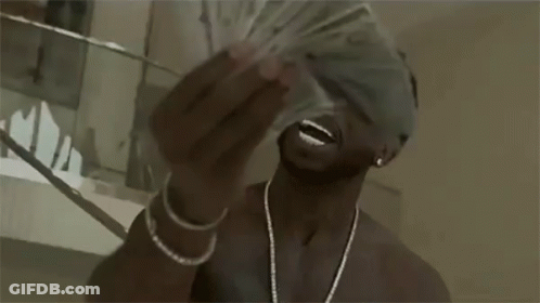 Shirtless Man Holding Fan Of Money GIF
