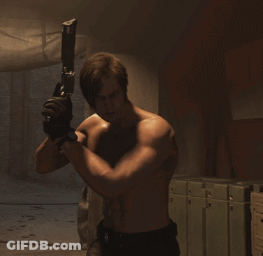 Shirtless Man Holding Gun GIF
