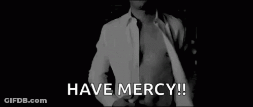 Shirtless Man Holding Jacket Saying Have Mercy GIF