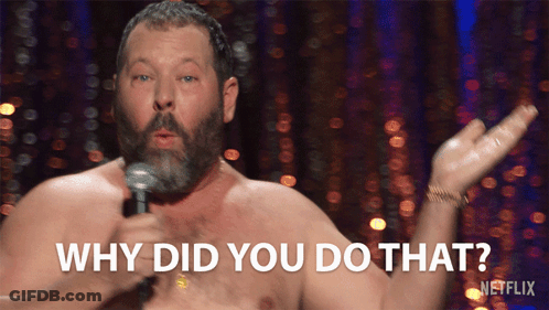Shirtless Man Holding Microphone Saying Why Did You Do That GIF