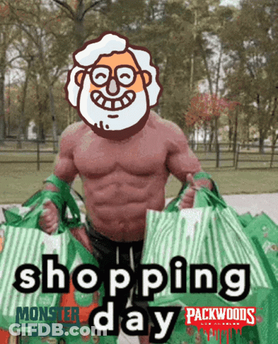 Shirtless Man Holding Shopping Bags Shopping Day Packwoods GIF