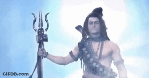 Shirtless Man Holding Trident And Sword GIF