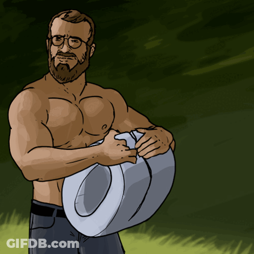 Shirtless Man Holding White Hat GIF