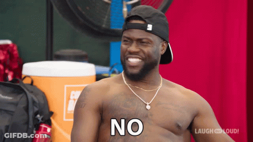 Shirtless Man In Baseball Cap And Necklace Says No GIF