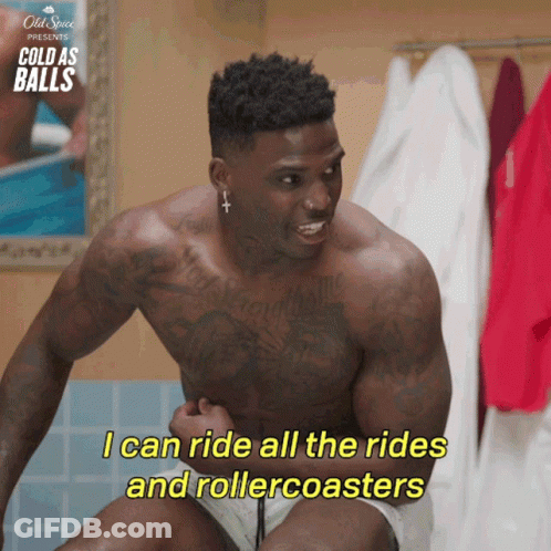 Shirtless Man In Bathroom With I Can Ride All The Rides And Rollercoasters GIF