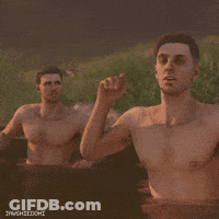 Shirtless Man In Bathtub With Females On Chest GIF