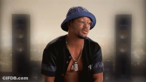 Shirtless Man In Blue Hat And Glasses At Speaker GIF