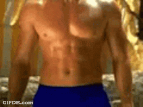 Shirtless Man In Blue Shorts GIF