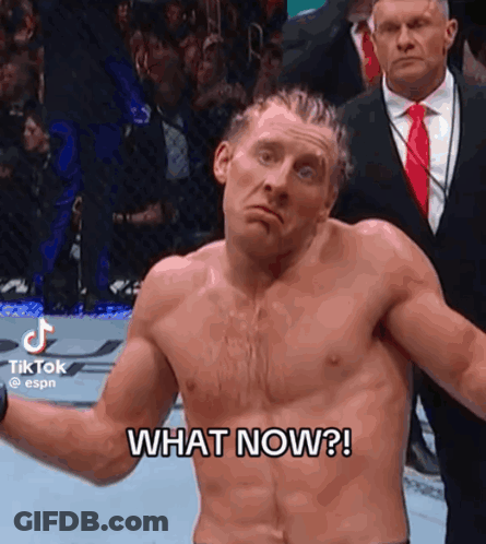 Shirtless Man In Boxing Ring Saying What Now GIF