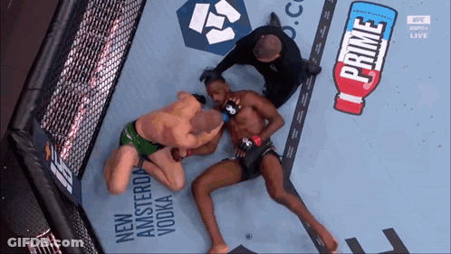 Shirtless Man In Cage With UFC Apex Sign GIF