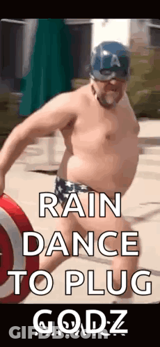 Shirtless Man In Captain America Costume Dancing GIF